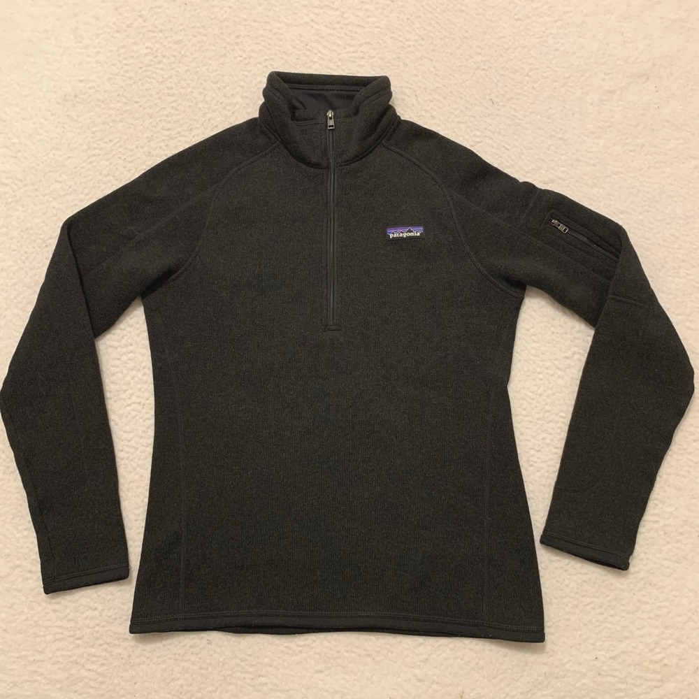 Patagonia Better Sweater 1/4 Zip Fleece Pullover Womens M Black Heather